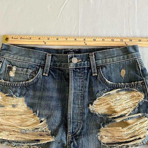 Agolde Parker Womens Blue Mid-Rise Cut Off Distressed Boho Jean Shorts Size 26 - Picture 5 of 10